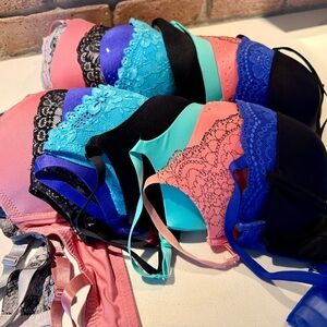 Vibrant Lace Women's Bra Collection - Black, Blue, Pink, Purple